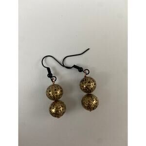 Gold globe beaded earrings